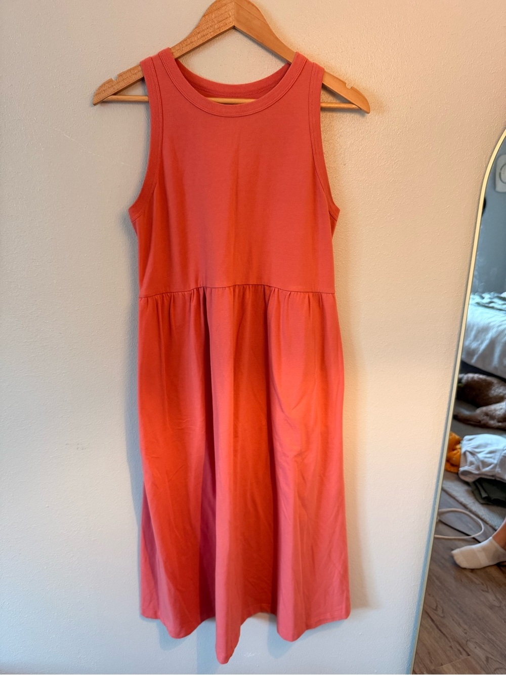 A new day Sleeveless Coral tank Midi Dress with pockets elastic waist
